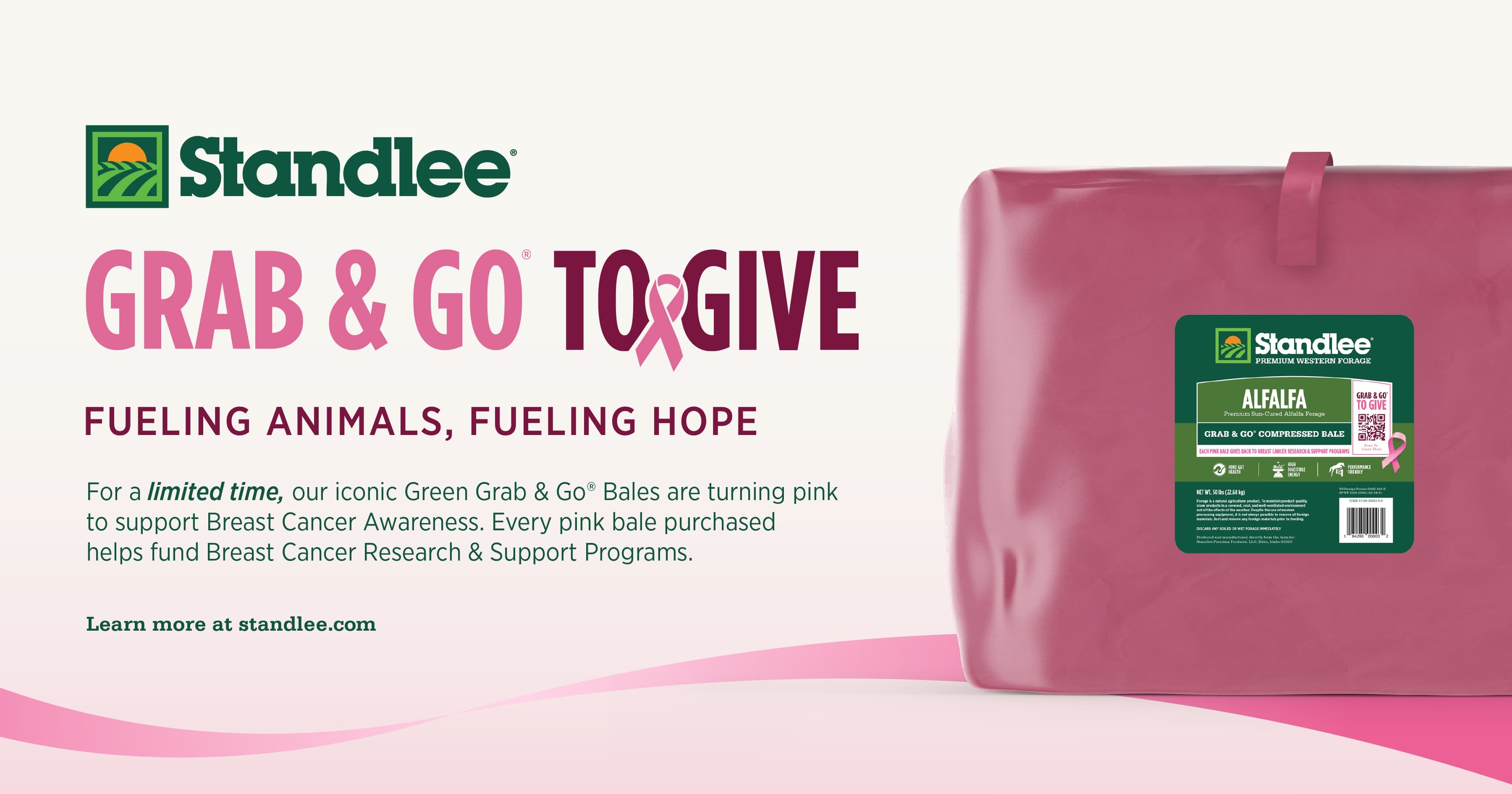 Standlee’s Grab & Go® Bales Go Pink Again for Breast Cancer Awareness